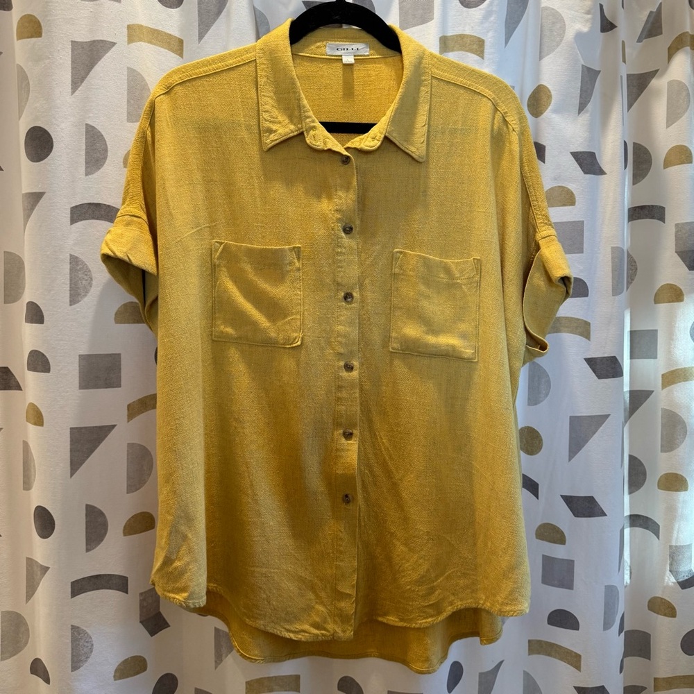 Fun Mustard Button Front Shirt